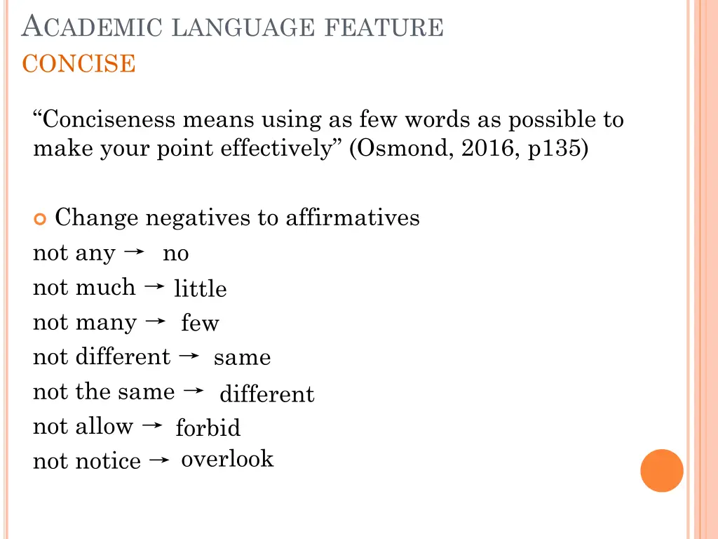 a cademic language feature concise 1