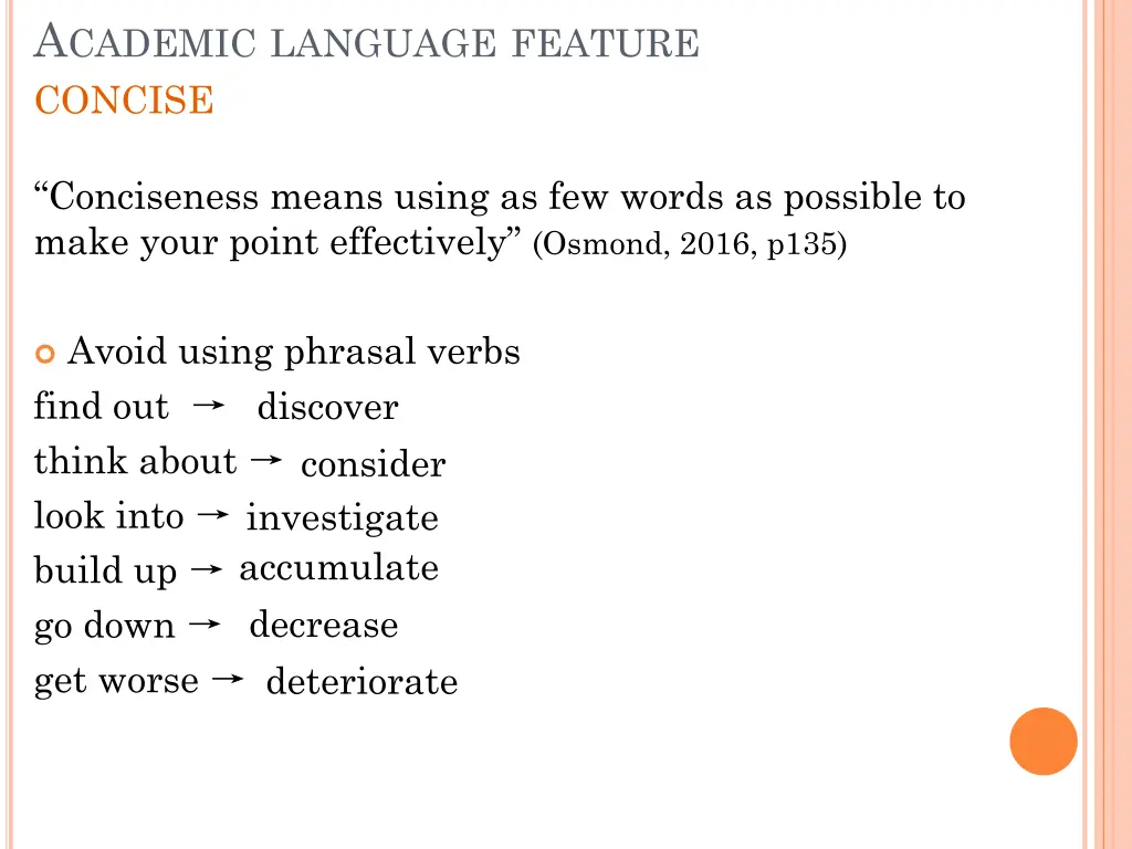 a cademic language feature concise