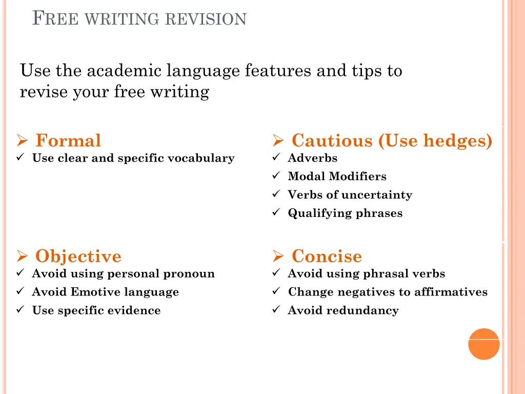 f ree writing revision