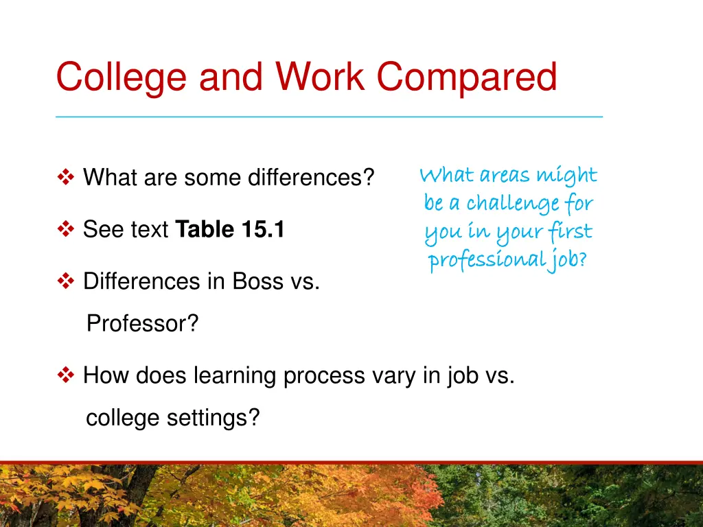 college and work compared