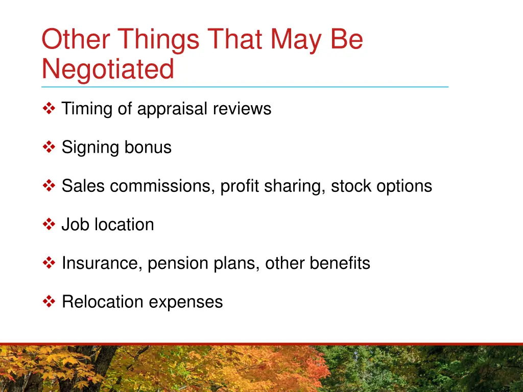 other things that may be negotiated