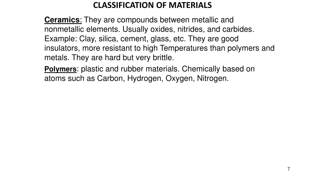 classification of materials 1