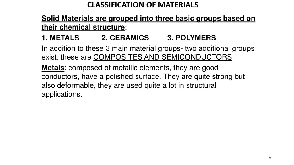 classification of materials