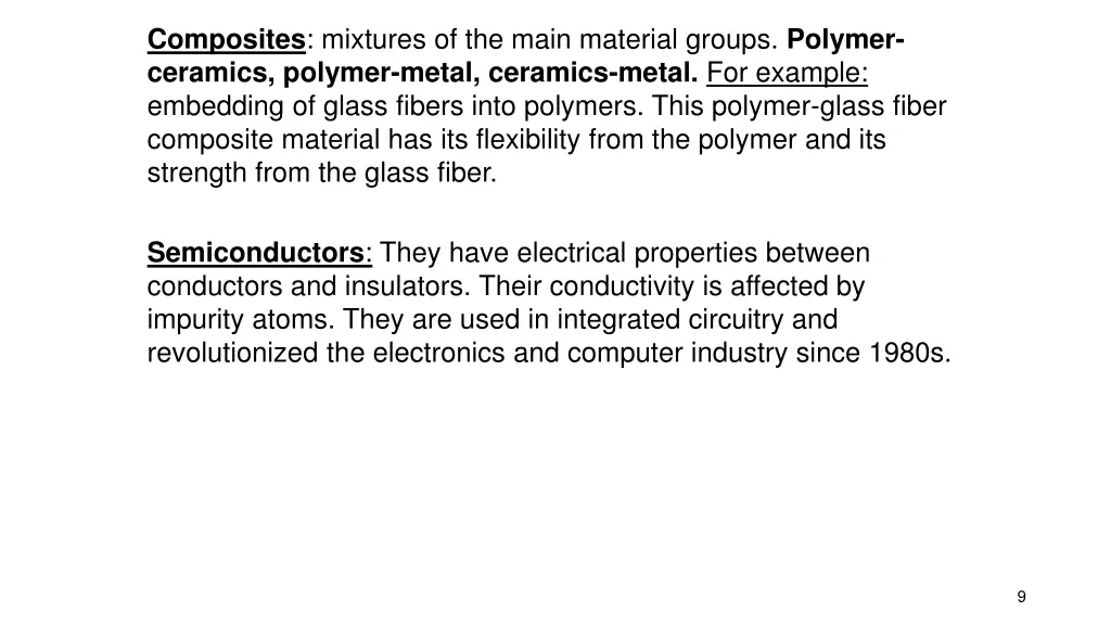 composites mixtures of the main material groups