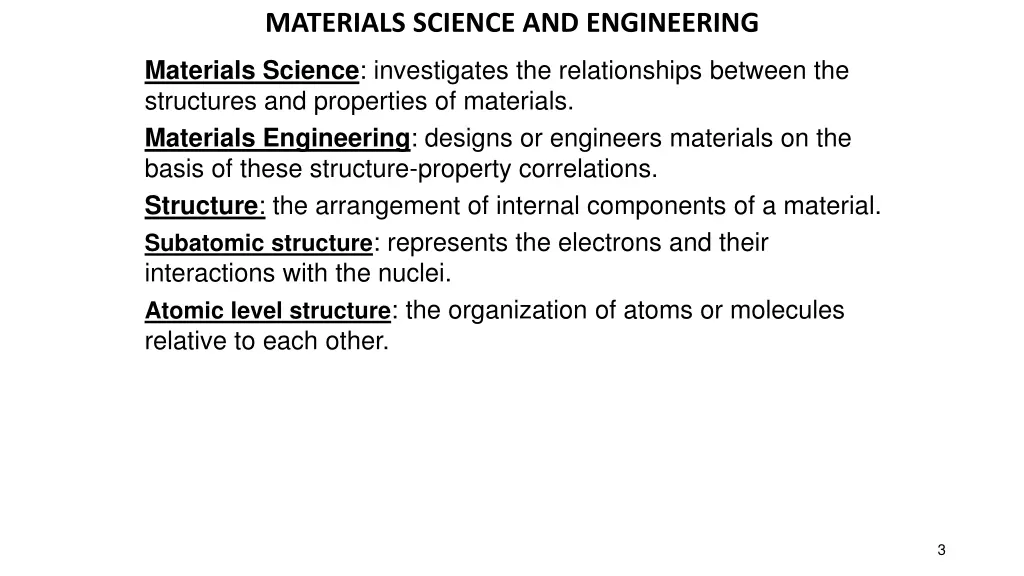 materials science and engineering