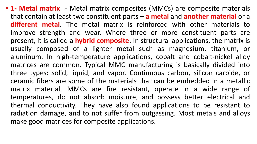 1 metal matrix metal matrix composites mmcs