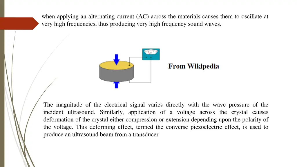 when applying an alternating current ac across