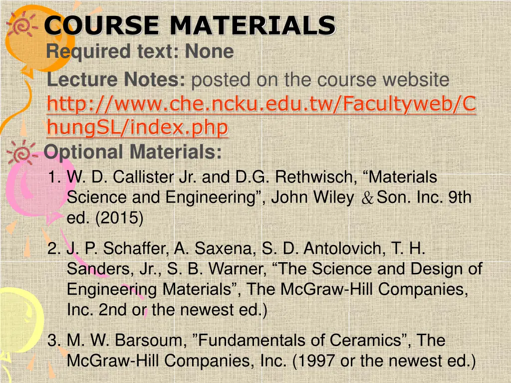 course materials