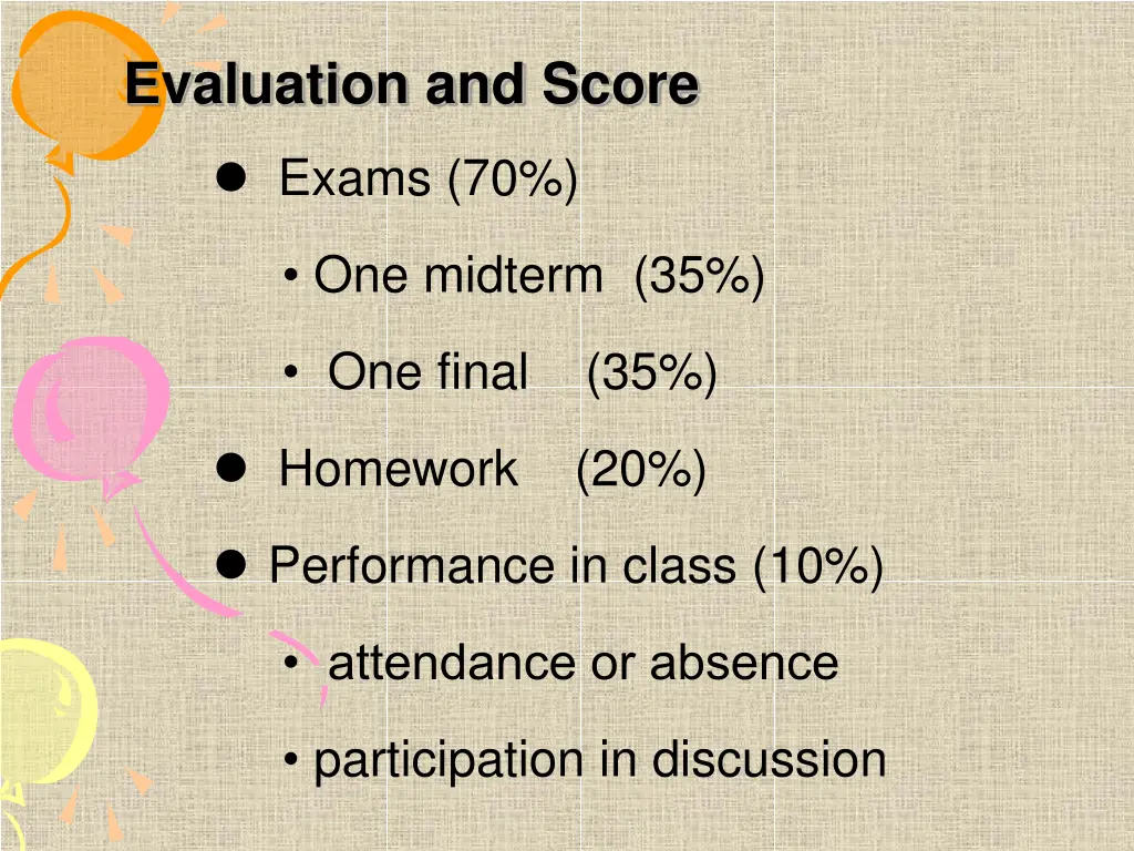 evaluation and score