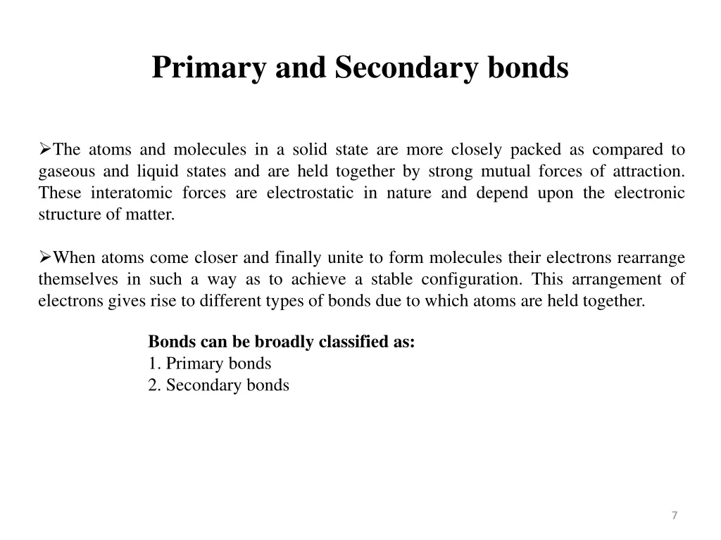 primary and secondary bonds