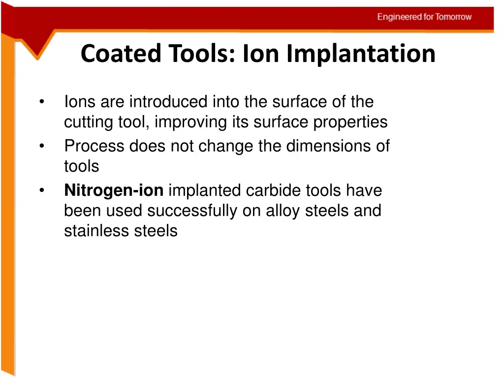 coated tools ion implantation