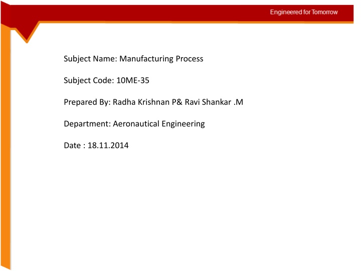 subject name manufacturing process