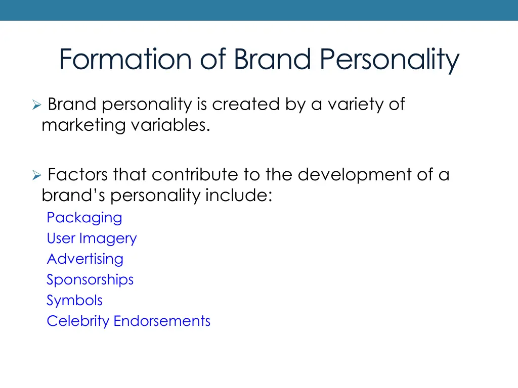 formation of brand personality