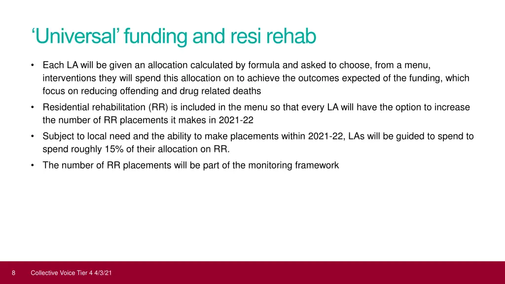 universal funding and resi rehab