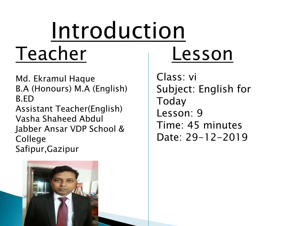 introduction teacher