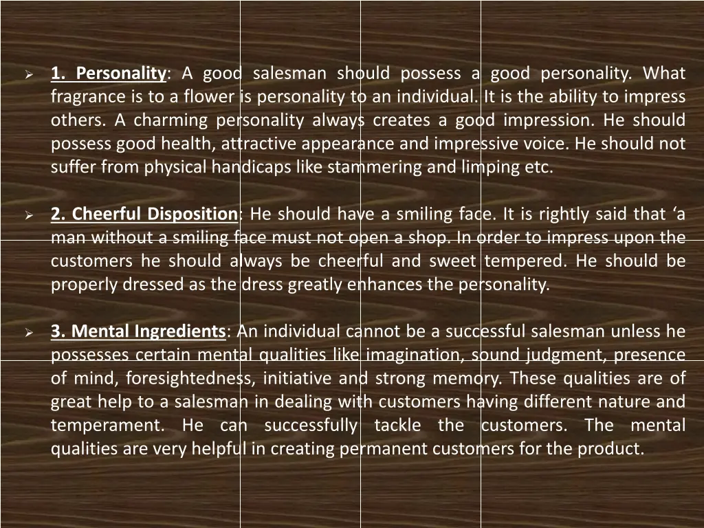 1 personality a good salesman should possess