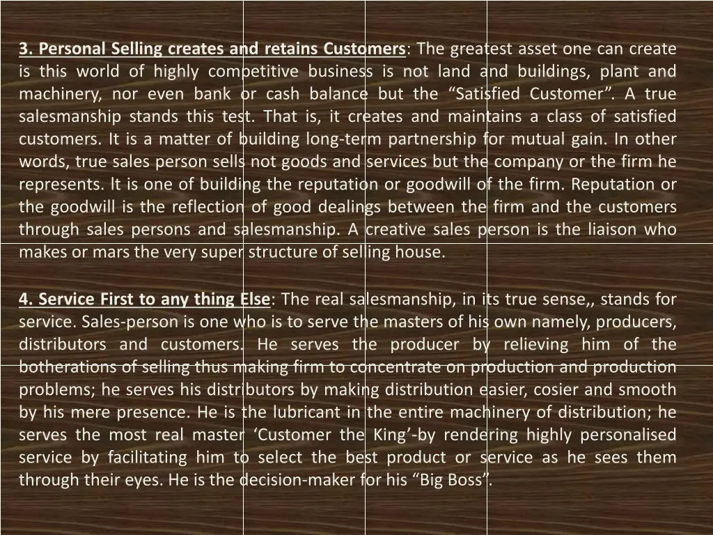 3 personal selling creates and retains customers