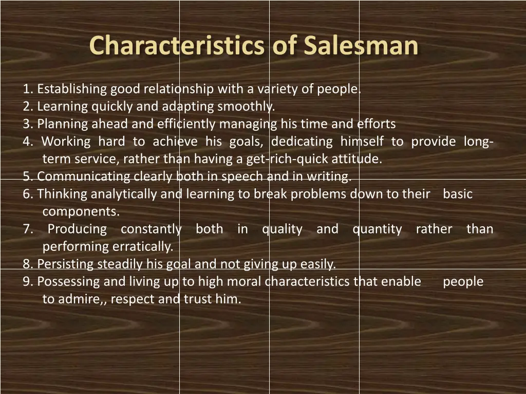 characteristics of salesman