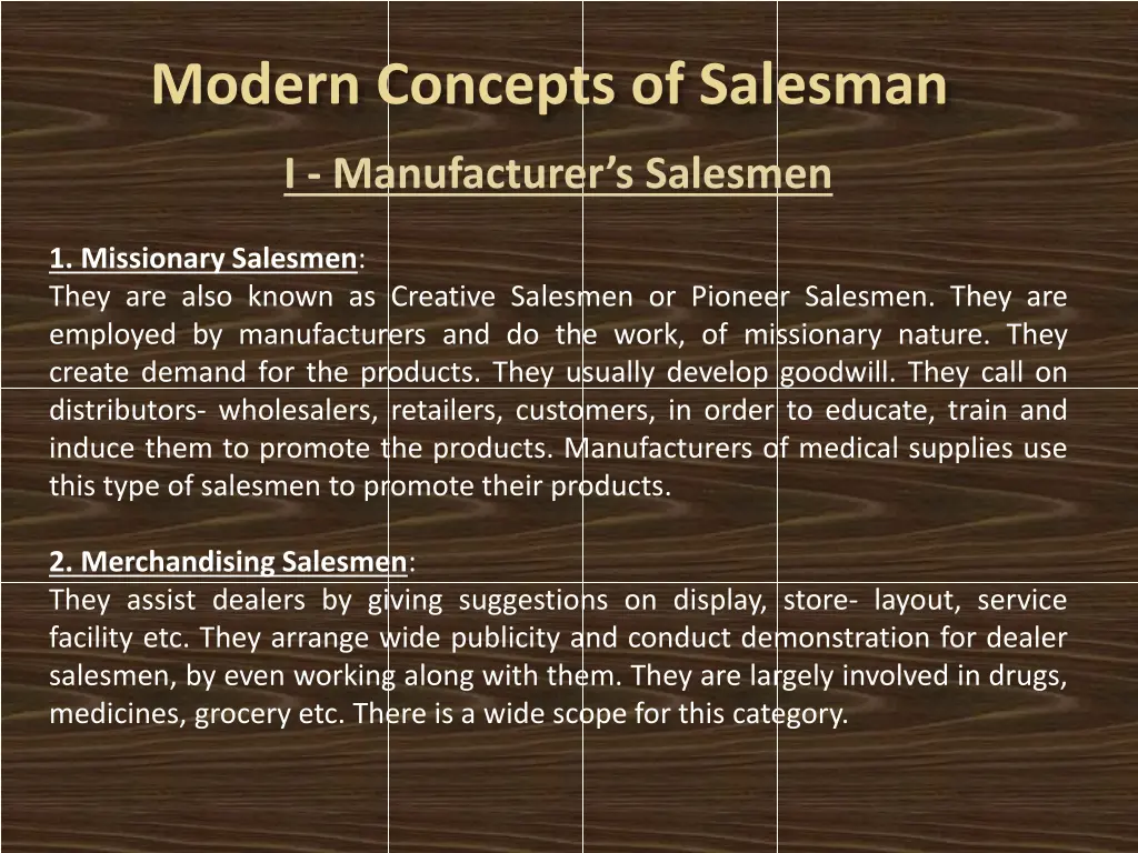 modern concepts of salesman