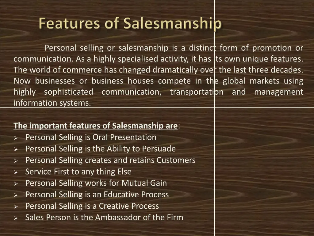 personal selling or salesmanship is a distinct