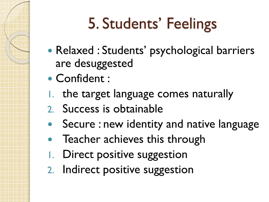 5 students feelings