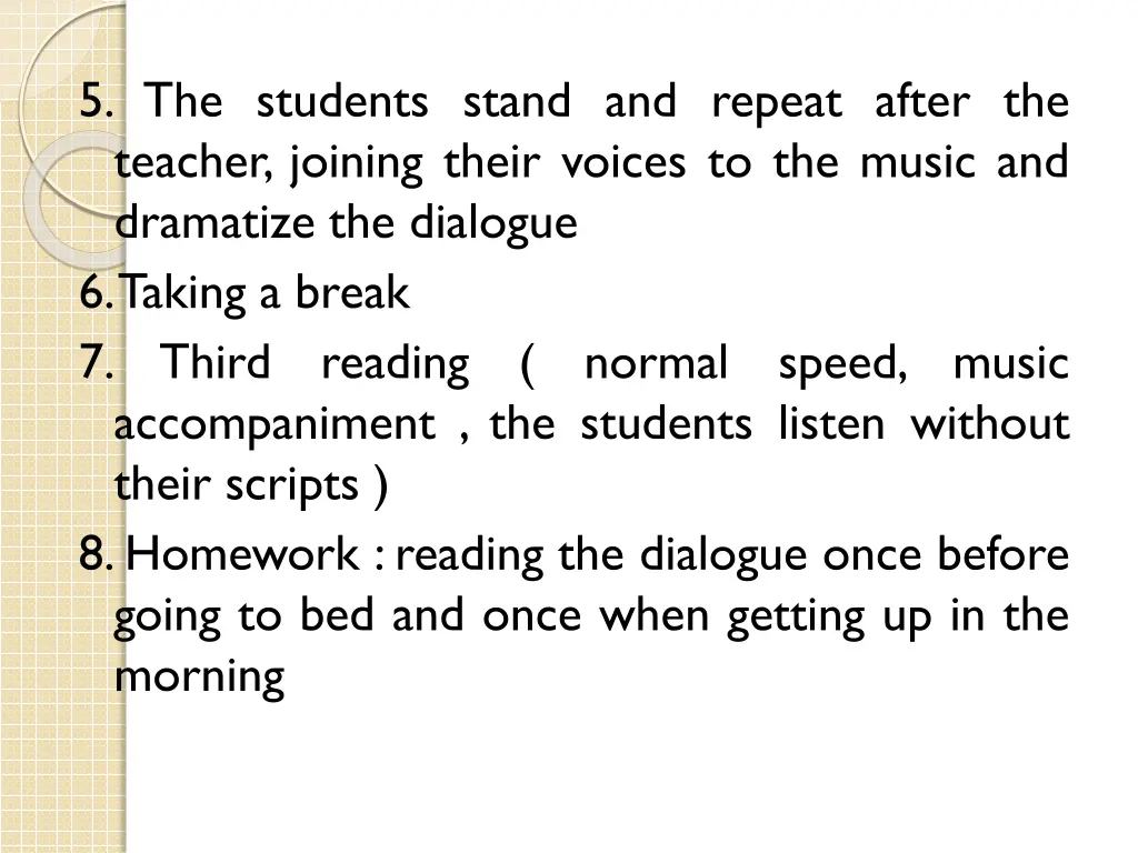 5 the students stand and repeat after the teacher