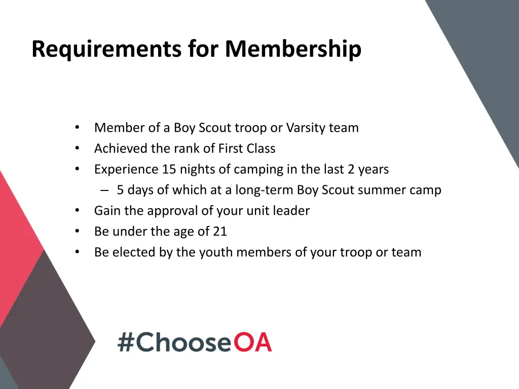 requirements for membership