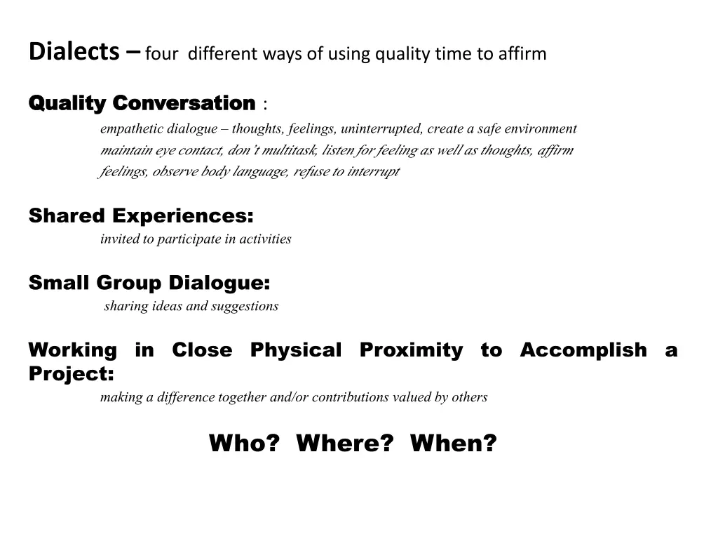 dialects four different ways of using quality