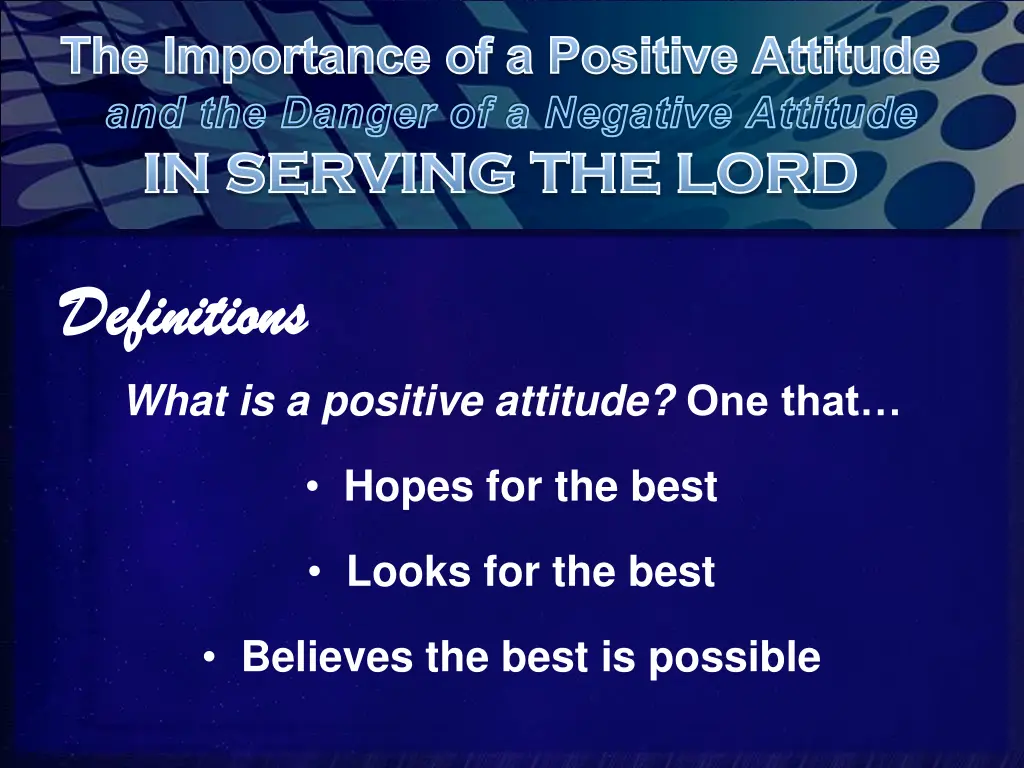 the importance of a positive attitude 1