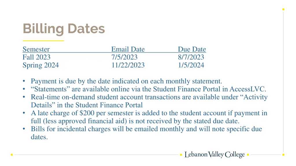 billing dates