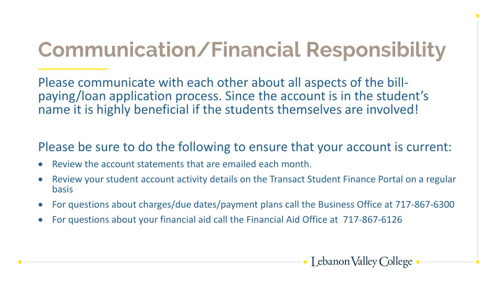 communication financial responsibility