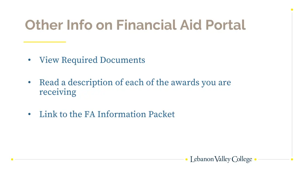 other info on financial aid portal