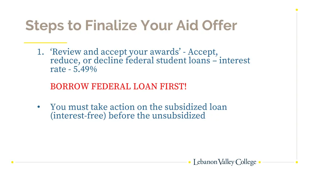 steps to finalize your aid offer