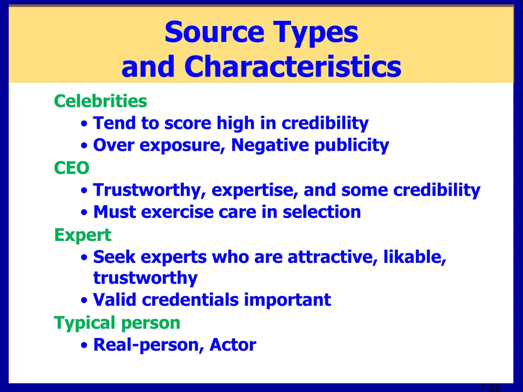 source types and characteristics celebrities tend