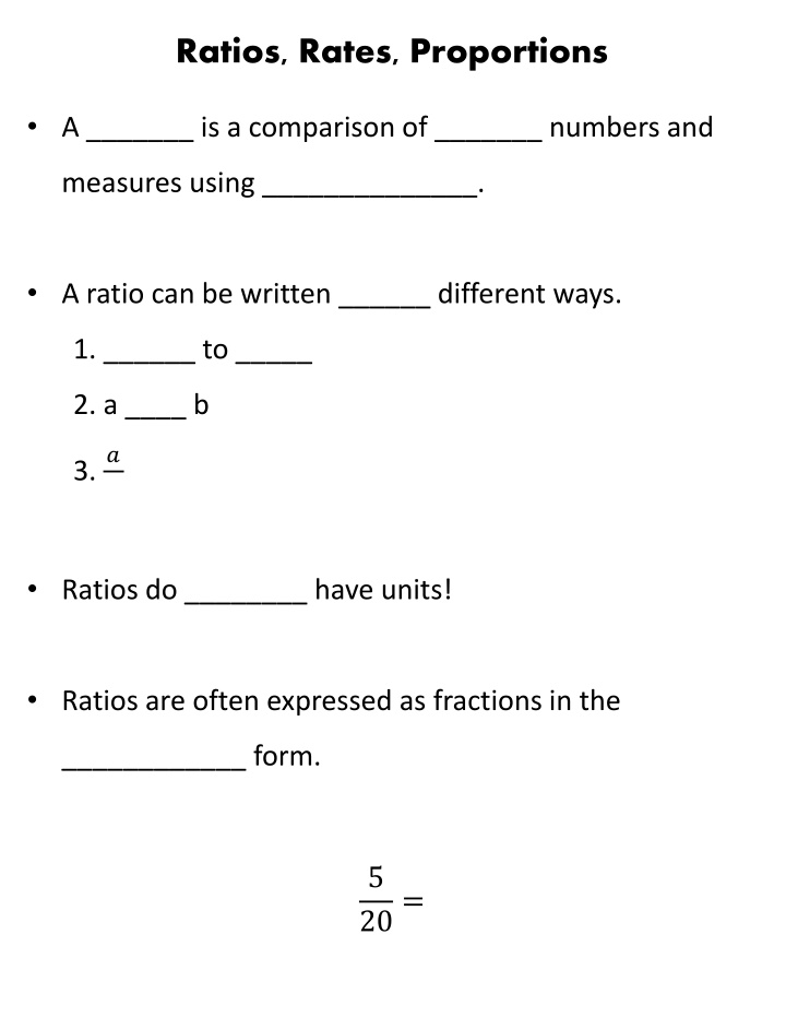 ratios rates proportions