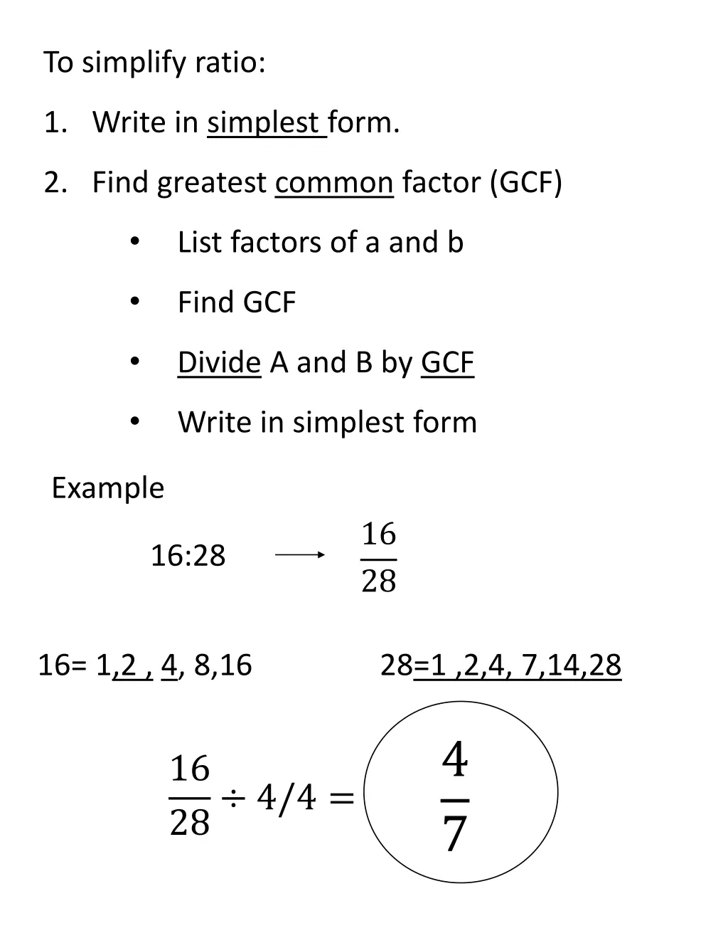 to simplify ratio 1