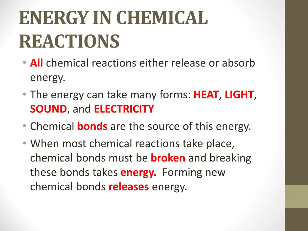 energy in chemical reactions all chemical