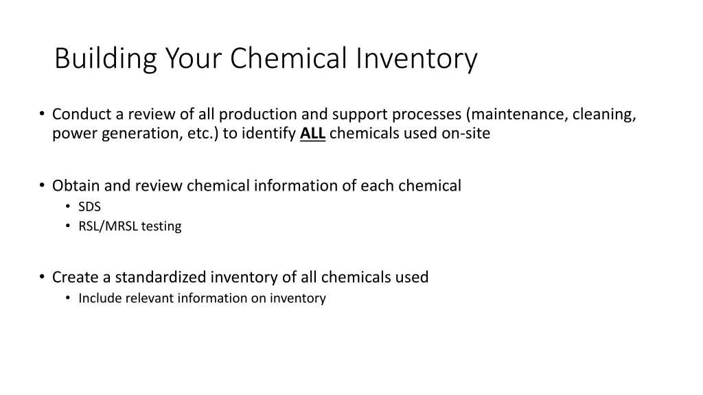 building your chemical inventory