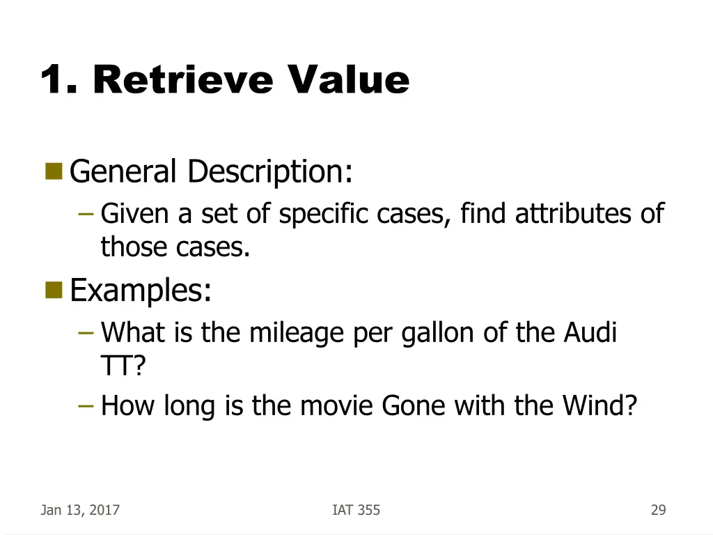 1 retrieve value