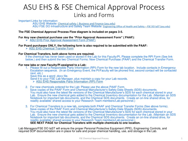 asu ehs fse chemical approval process links