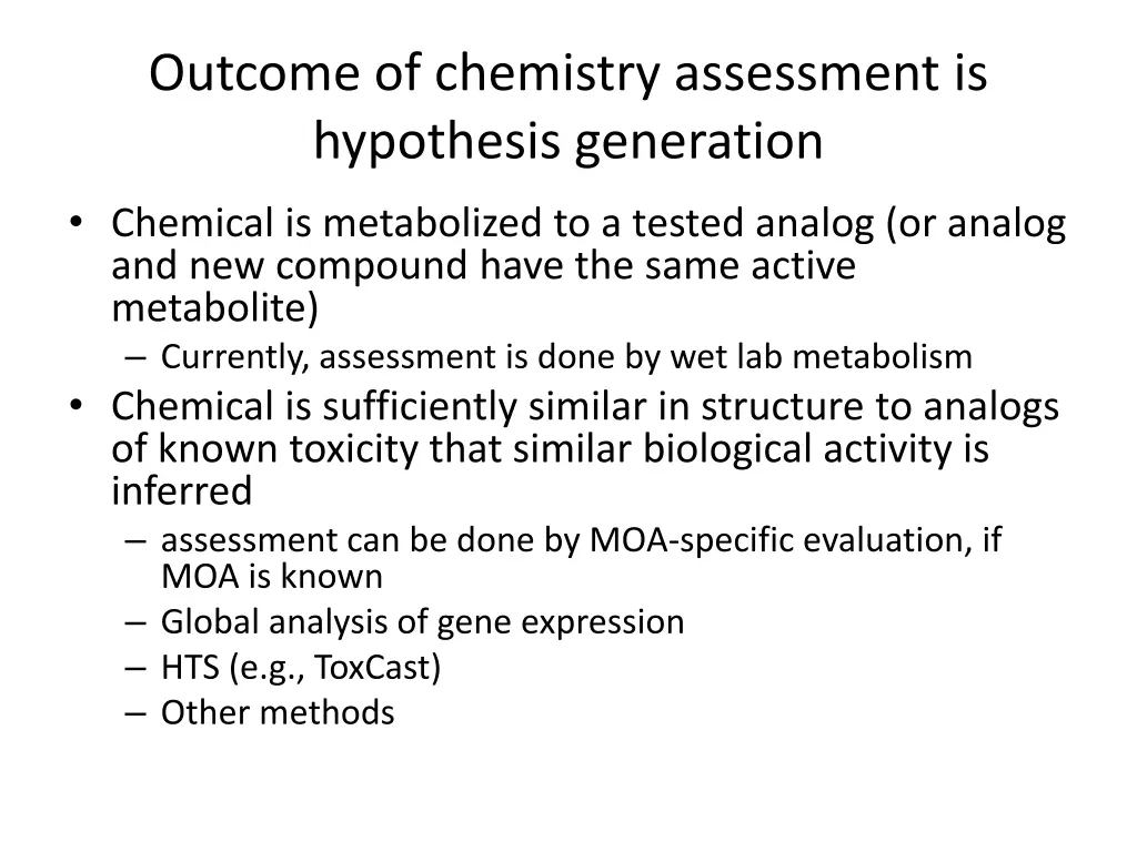 outcome of chemistry assessment is hypothesis