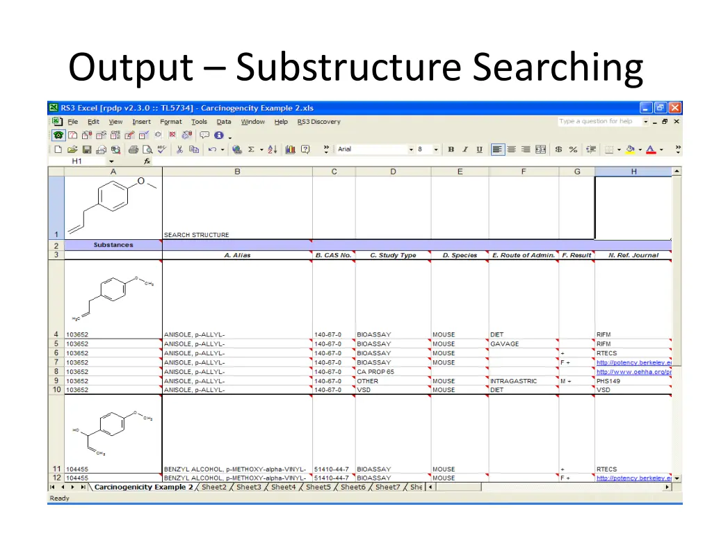 output substructure searching