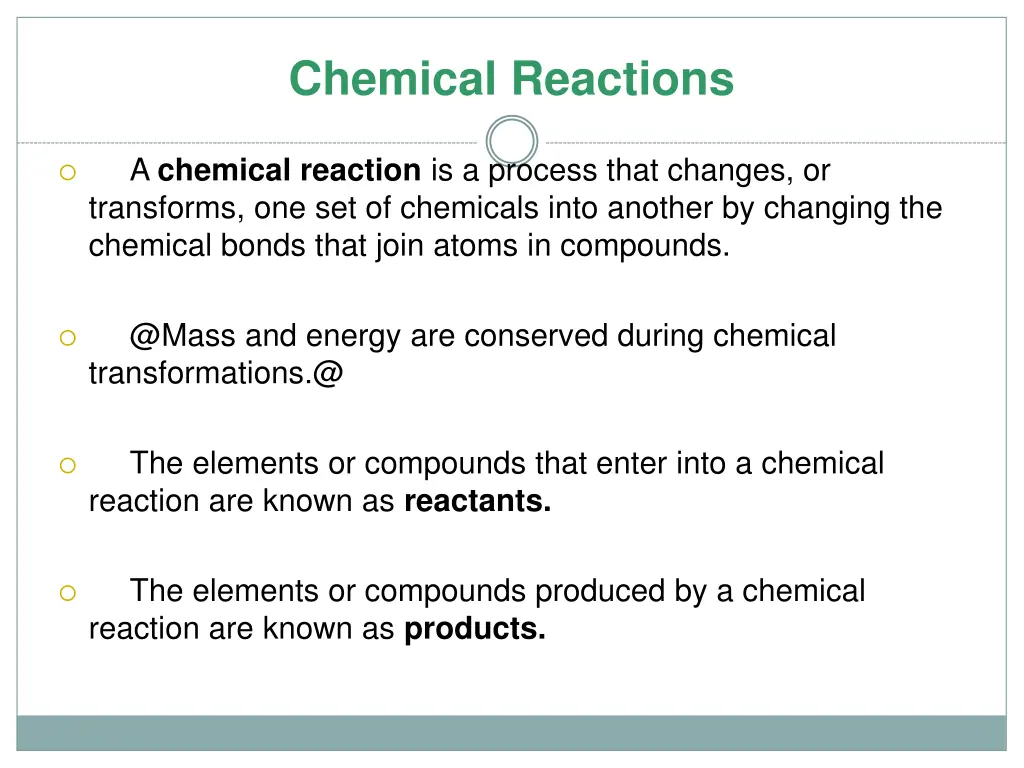 chemical reactions