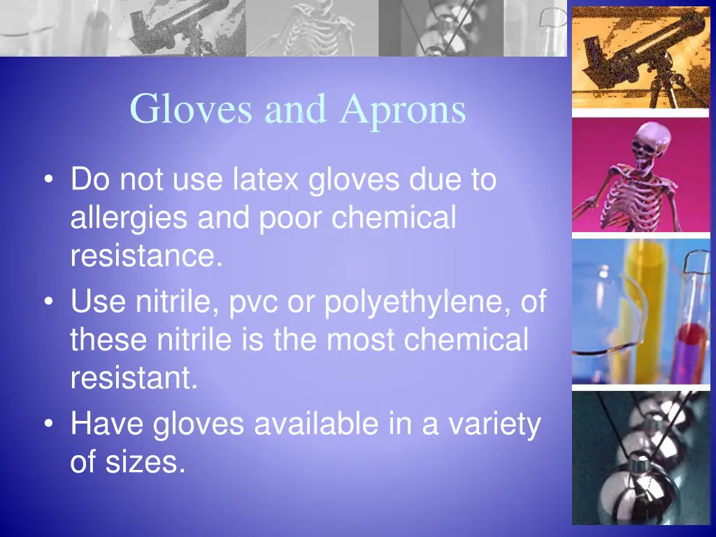 gloves and aprons