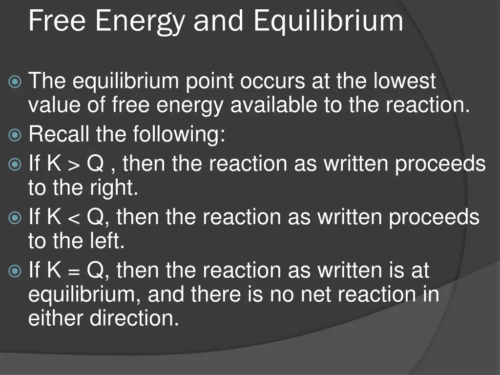 free energy and equilibrium