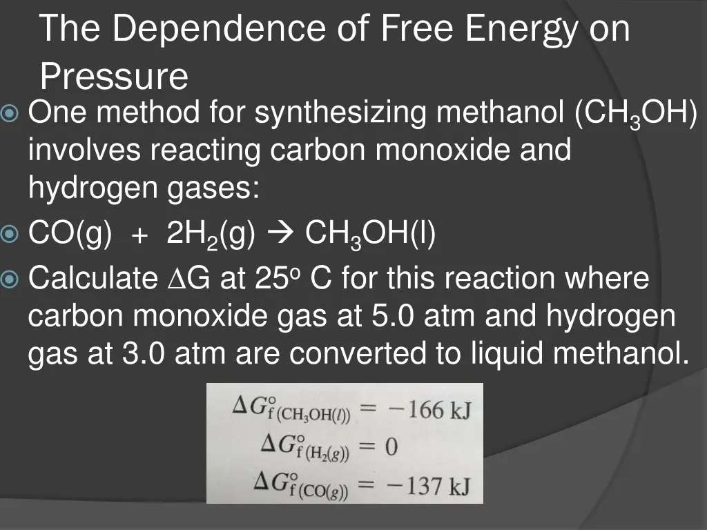 the dependence of free energy on pressure 1