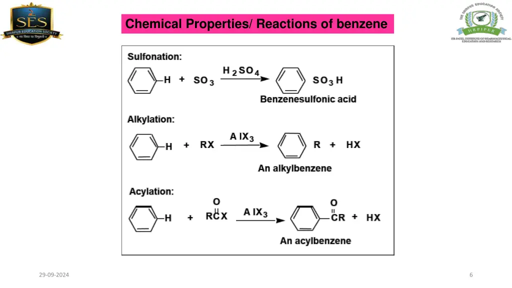 chemical properties reactions of benzene 1