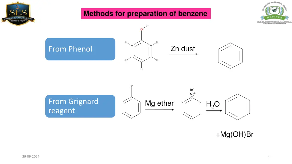 methods for preparation of benzene 1