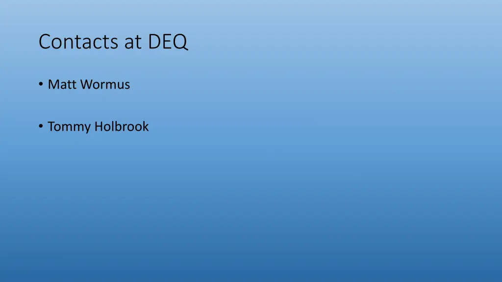 contacts at deq