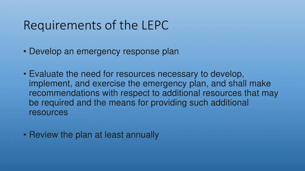 requirements of the lepc